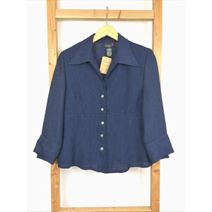 Scarlett Navy 3/4 Sleeve Collared Button Up Short Blazer #1561 Size 10
